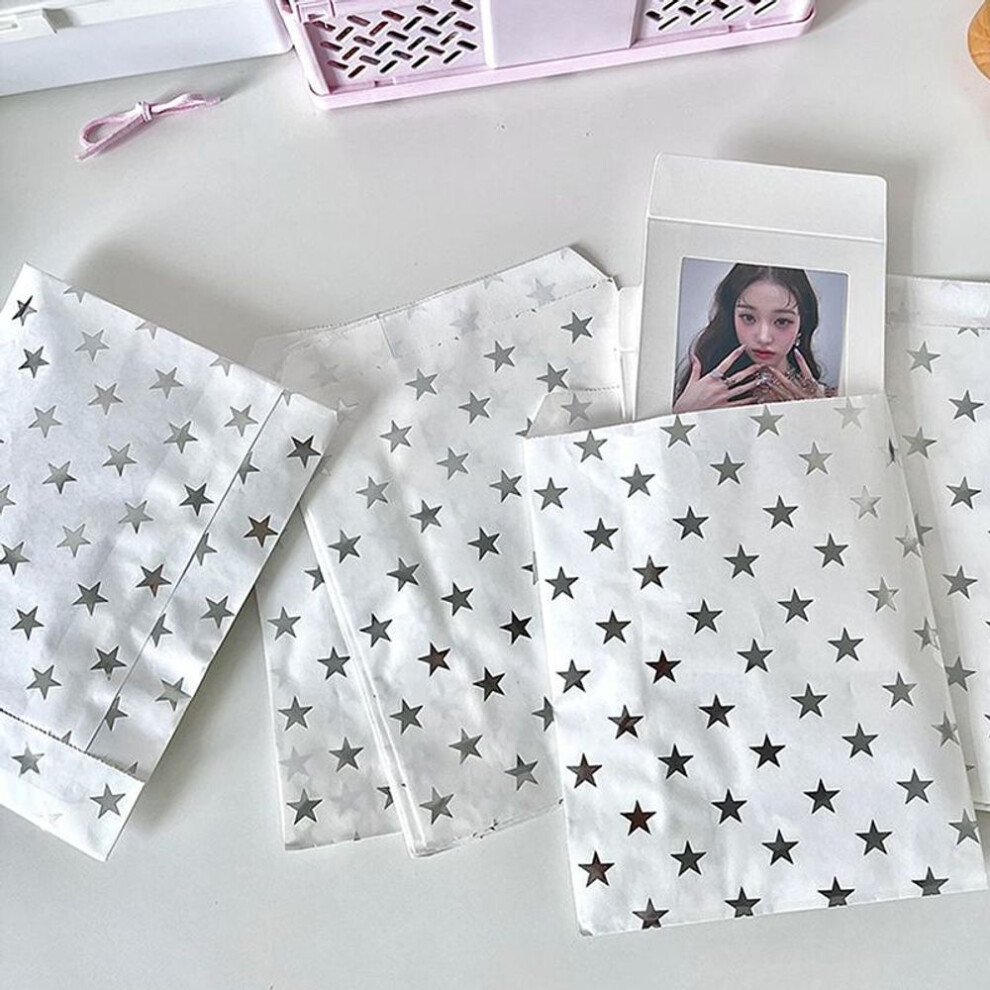 (A1) 10 Pcs Ins Style Simple Silver High Grade Star Hot Silver Paper Bag Gift Packaging Bag Card Packaging Materials