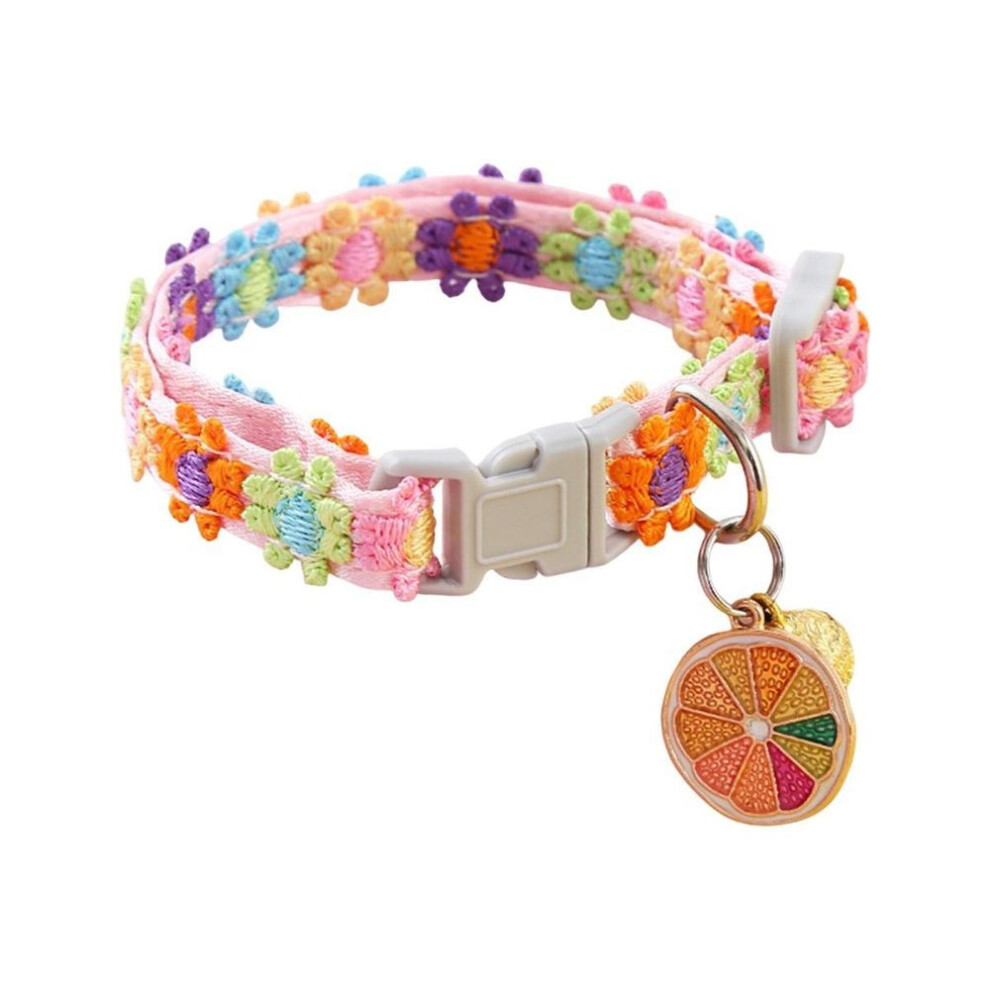 (Fruit) Adjustable Flower Pattern Cat Collar With Pendant Bell Soft Lightweight Fashionable Kitten Pet Collar For Daily Wear Photos
