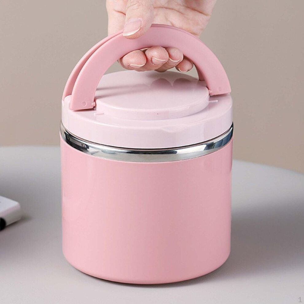 (as the picture, 630ml pink) Lunch Box Food Storage Container Outdoor Picnic Soup Bowl For Office Camping