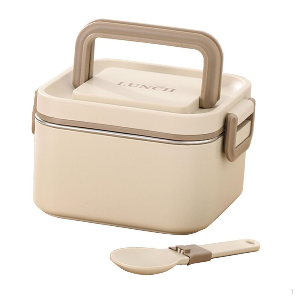 (as the picture, Single Beige) Adult Lunch Box Bento Microwave Airtight Lid Reusable Freezer Food Storage Portable For Picnic