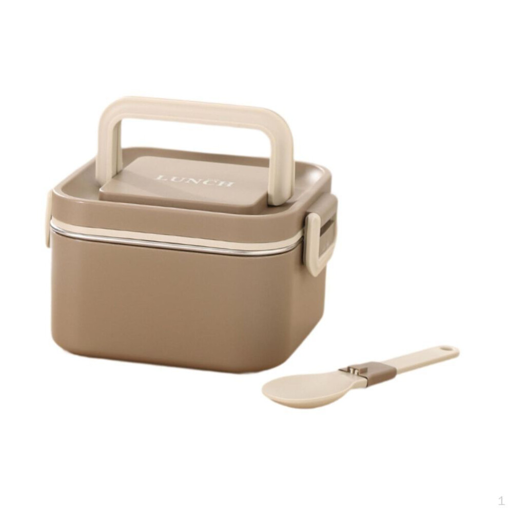 (as the picture, Single Khaki) Adult Lunch Box Bento Microwave Airtight Lid Reusable Freezer Food Storage Portable For Picnic