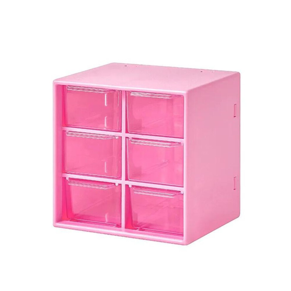 (rose) 6 Grid Dustproof Storage Box Color Desktop Rubber Band Hair Accessory Small Object Large Capacity Compartment Drawer Storage Box
