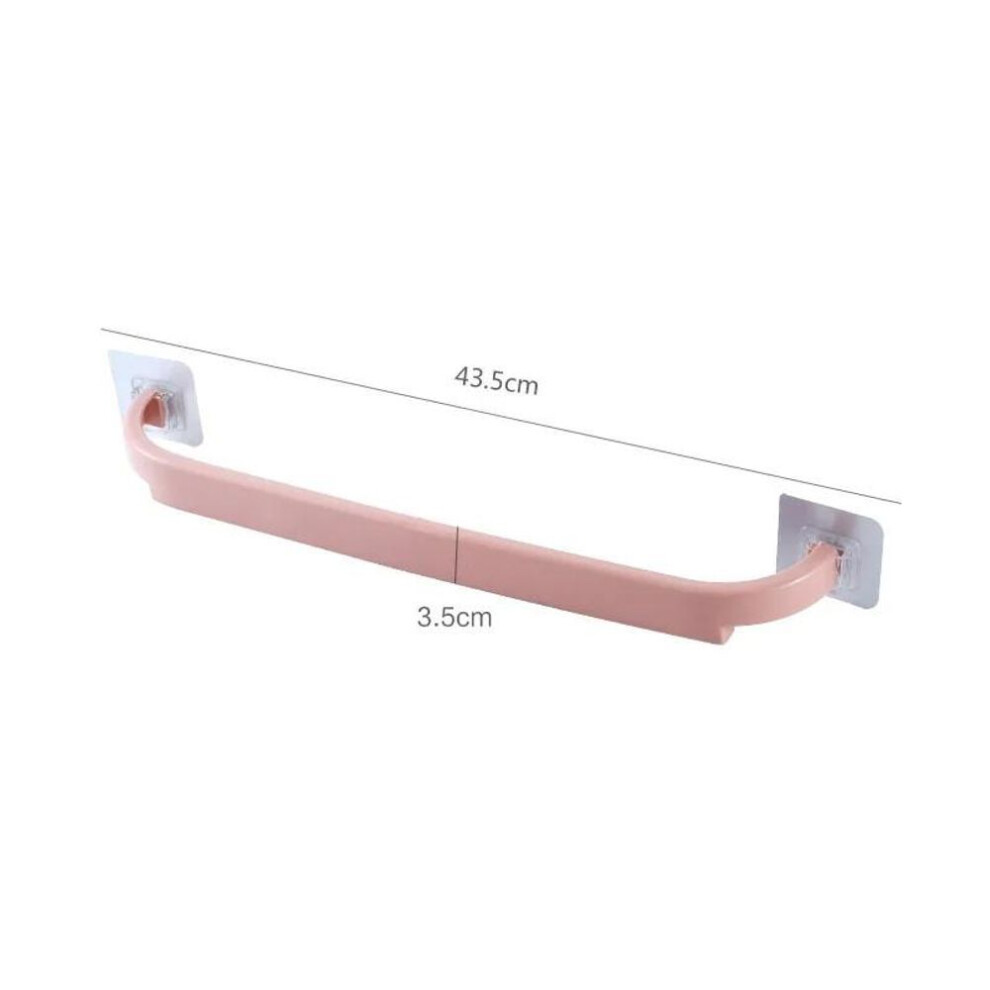 (pink) Adhesive Towel Rack Bathroom Towel Bar Shelf Wall Mounted Towels Hanger Toilet Suction Cup Holder Kitchen Bathroom Organizer