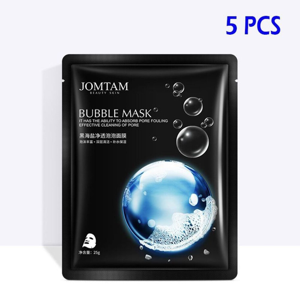 (as the picture, 5PCS) Black Sea Salt Purifying Moisturizing Bubble Face Mask Refreshing and Improving Dryness Mask Gentle Facial Care