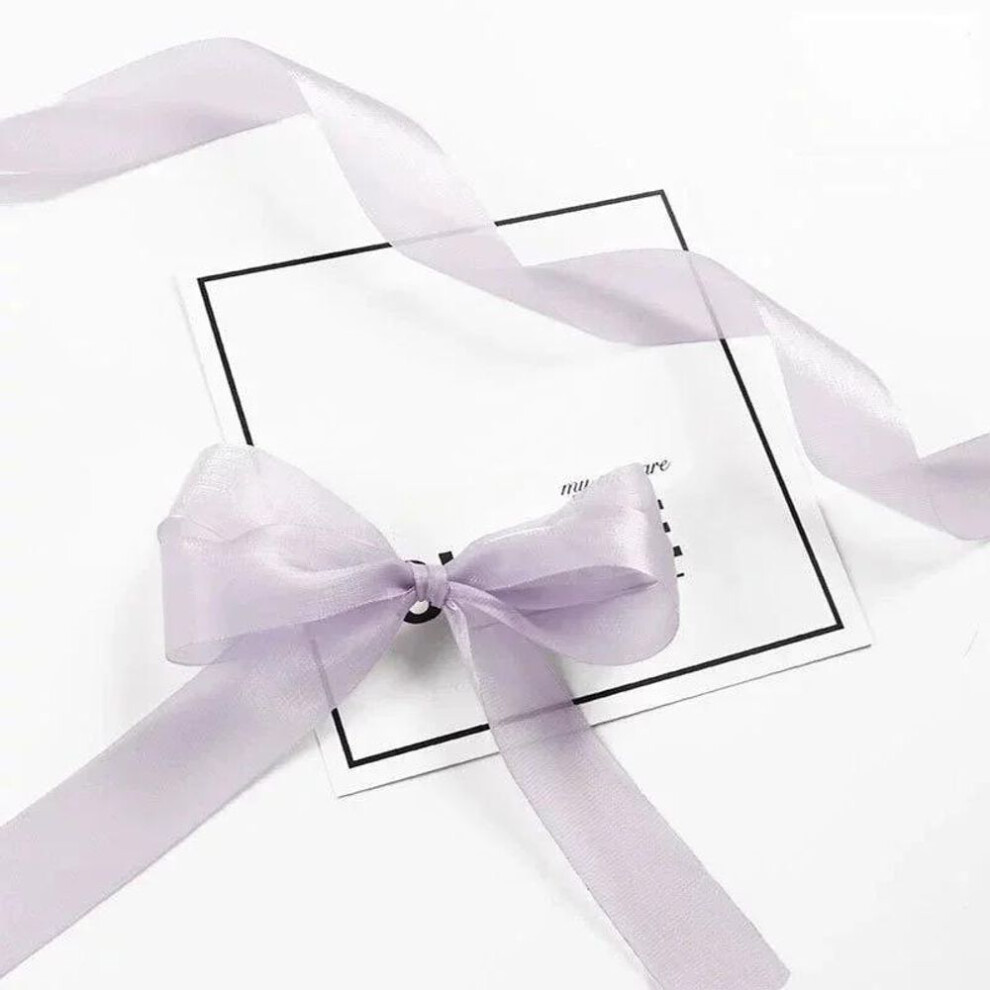 (light purple, 18 meters) Beautiful Translucent Chiffon Ribbons 2.5cm Width DIY Handicraft Bowknot Festival Gift Box Packing Ribbons