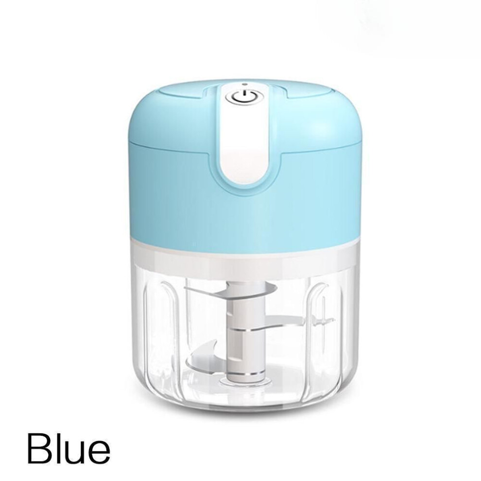 (blue, 250ml) Portable 3Layer Blades Mini Food Chopper, 250ml USB Rechargeable Smart Electric Masher Press for Chopping Garlic, Minced Meat, Onion, Spice Etc