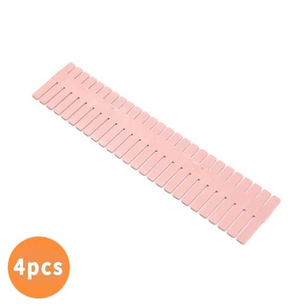 (pink, 37*7cm) 4pcs/set Plastic Drawer Dividers White And Pink Drawer Organizers Grid Dividers Used To Classify Underwear Socks Cosmetics Tableware