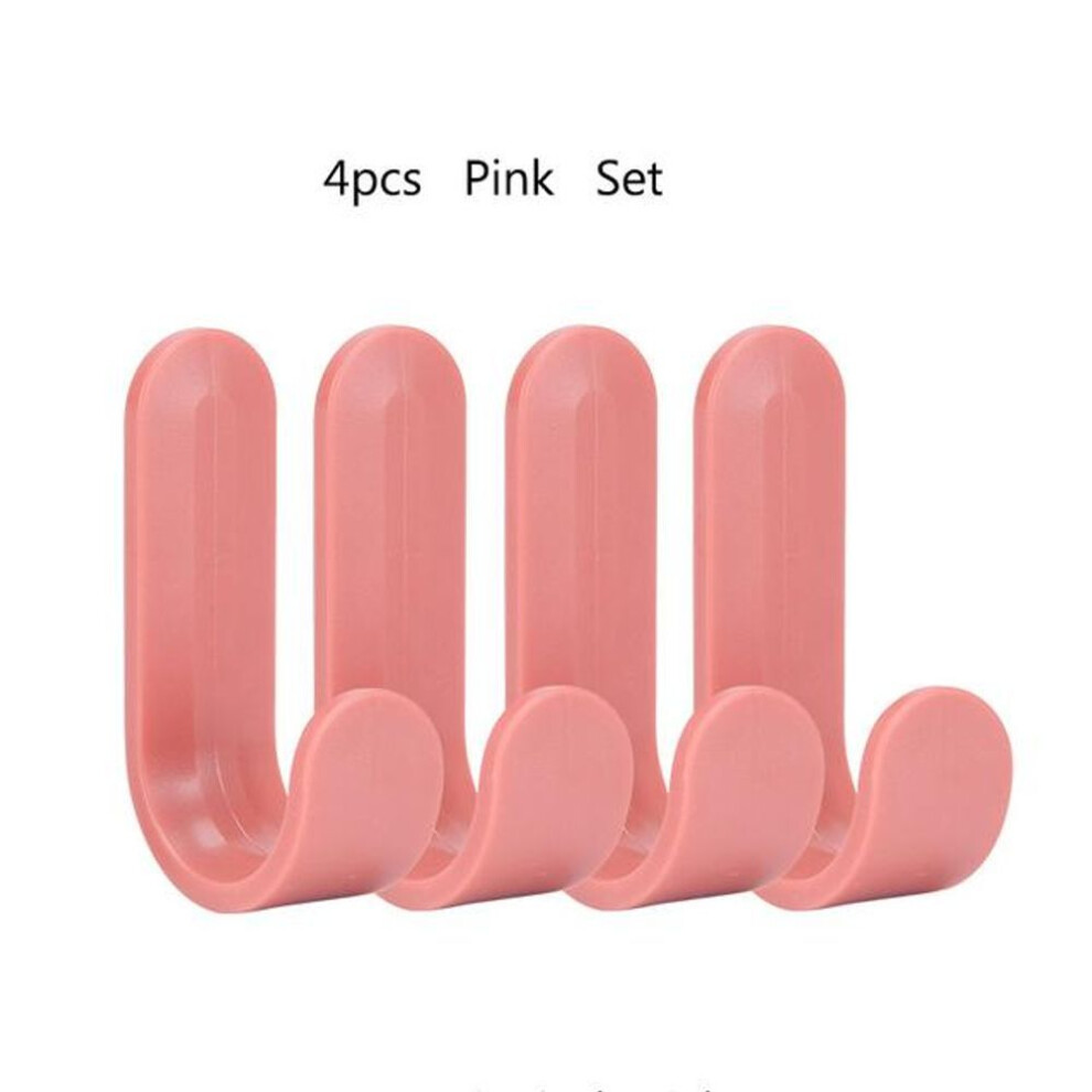 (pink, 4Pcs) 4PCS /1PC Towel Hook Plastic Door Hanger Self Adhesive Wall Hanger Hat Racks Key Hanger Wall Organizer Home Decor Key Holder