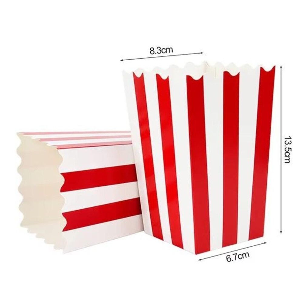 (M) 12pcs Popcorn Box Buckets Movie Night Fries Cup Snack Containers Birthday Party Supplies Wedding Christmas Carnival Stripes Bags