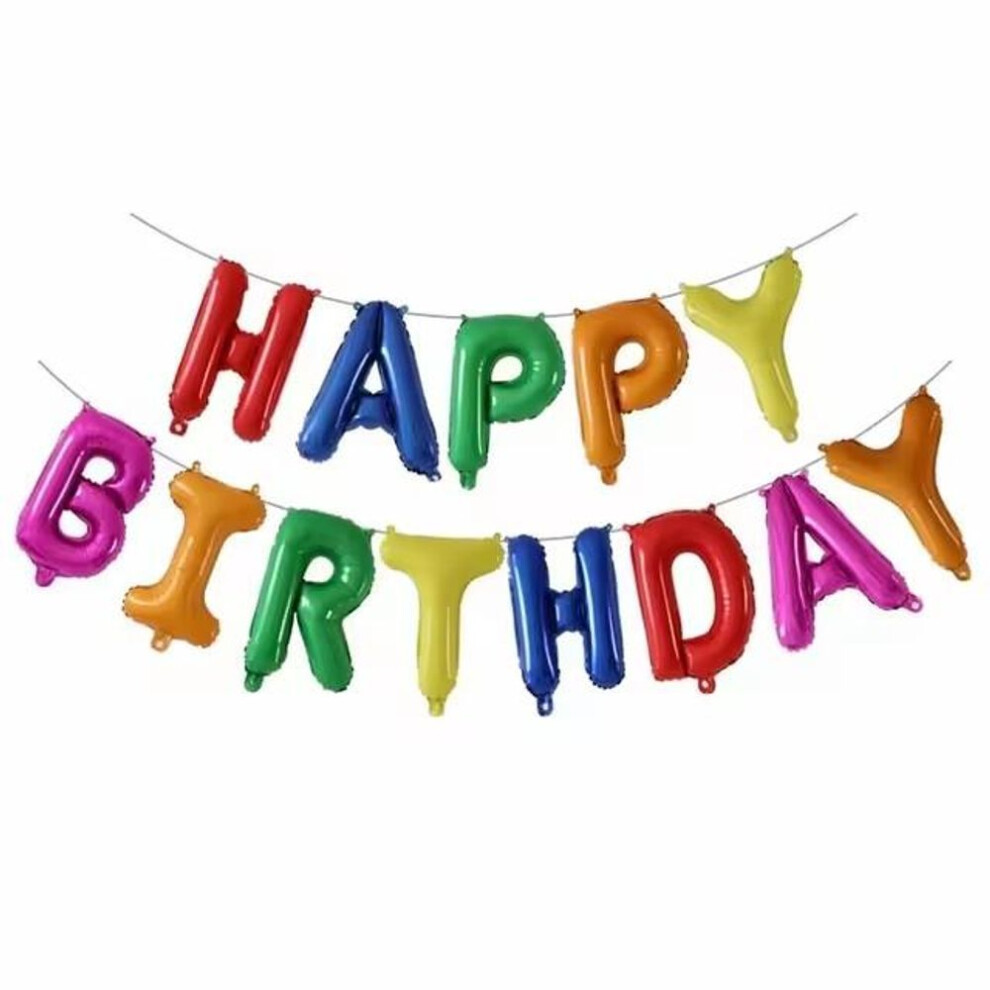 (multicolor) 13pcs Happy Birthday Decoration Balloons Pink Blue Letter Foil Ballons Set Birthday Party Decoration