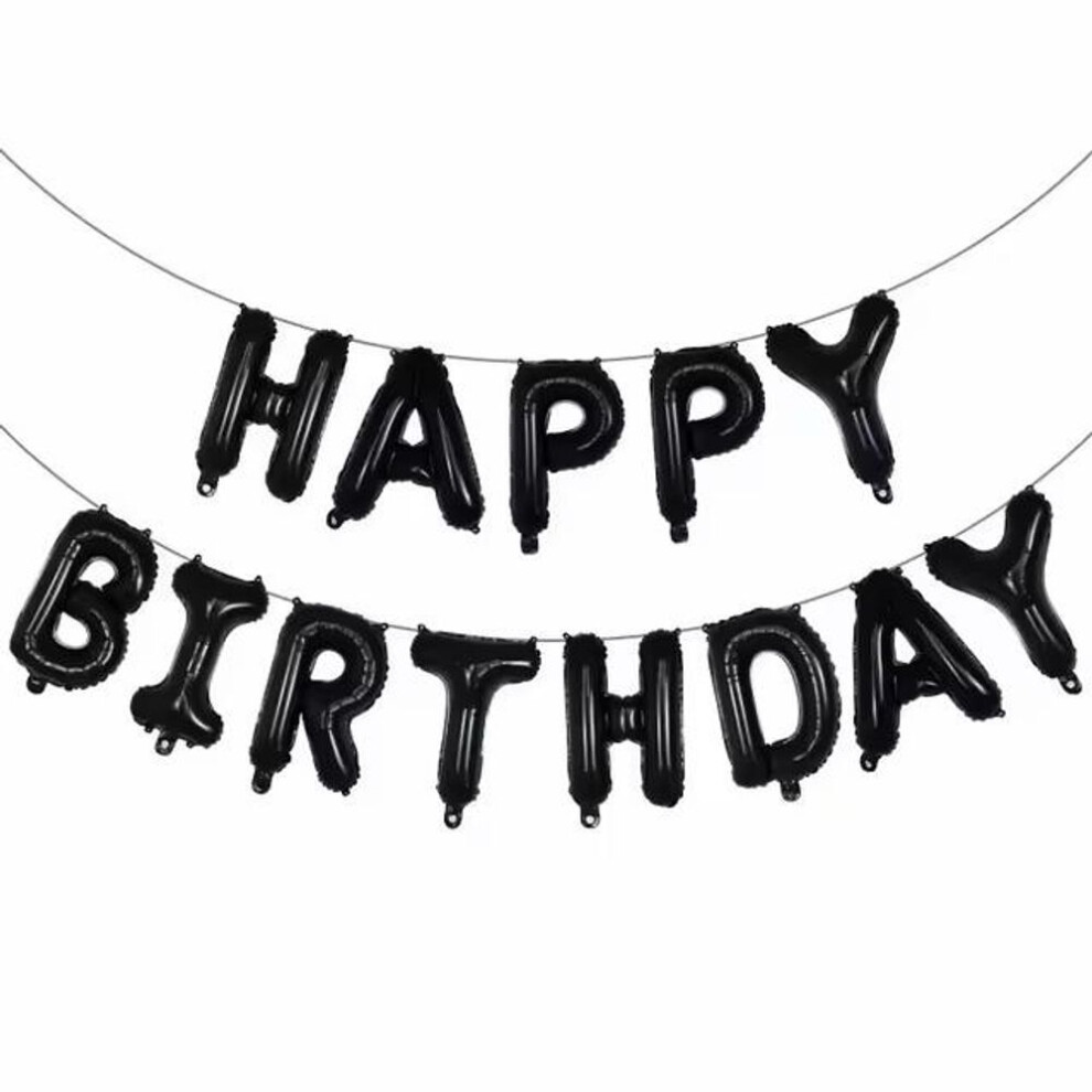 (black) 13pcs Happy Birthday Decoration Balloons Pink Blue Letter Foil Ballons Set Birthday Party Decoration
