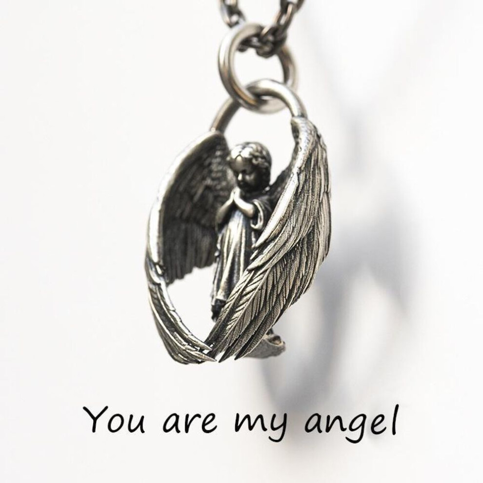 (as the picture, Single Pendant) "personalized Retro Angel Wing Necklace - Unisex Design For Men And Women