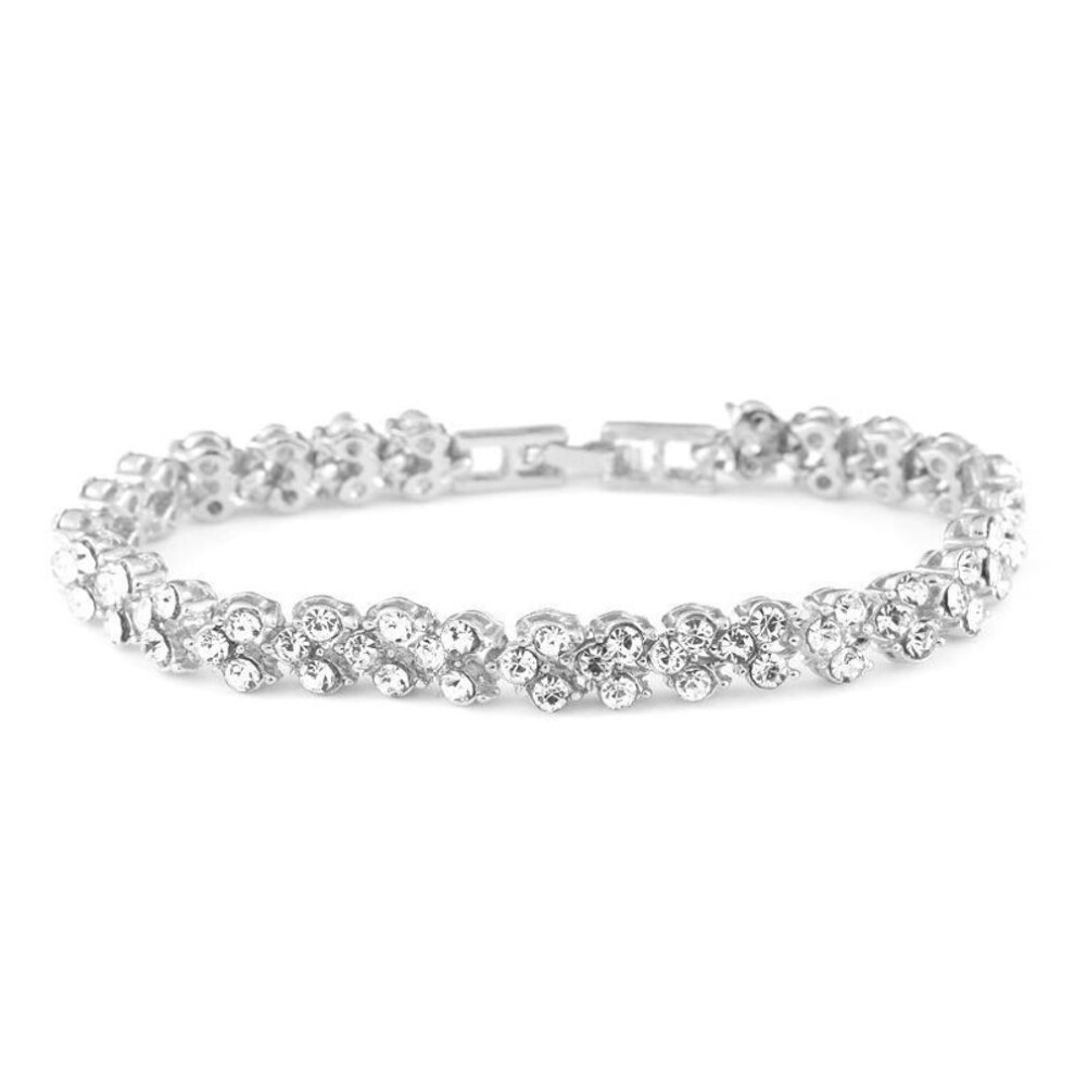 (silver, 0268) Exquisite Luxury Roman Crystal Bracelet: Simple Diamond-studded Design For European & American Markets, Hot Foreign Trade Style.