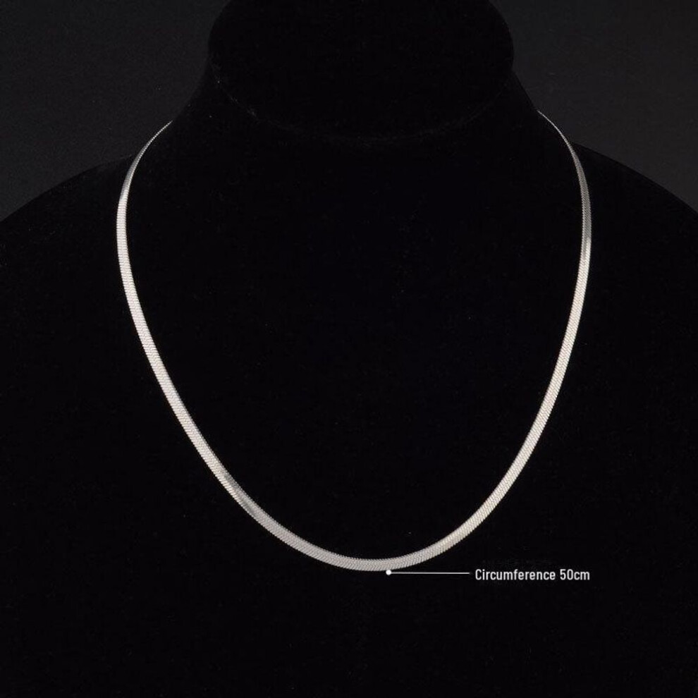 (as the picture, 4mm razor chain, circumference 50cm) Titanium Steel Snake Bone Chain Necklace - Men's Minimalist Clavicle Chain
