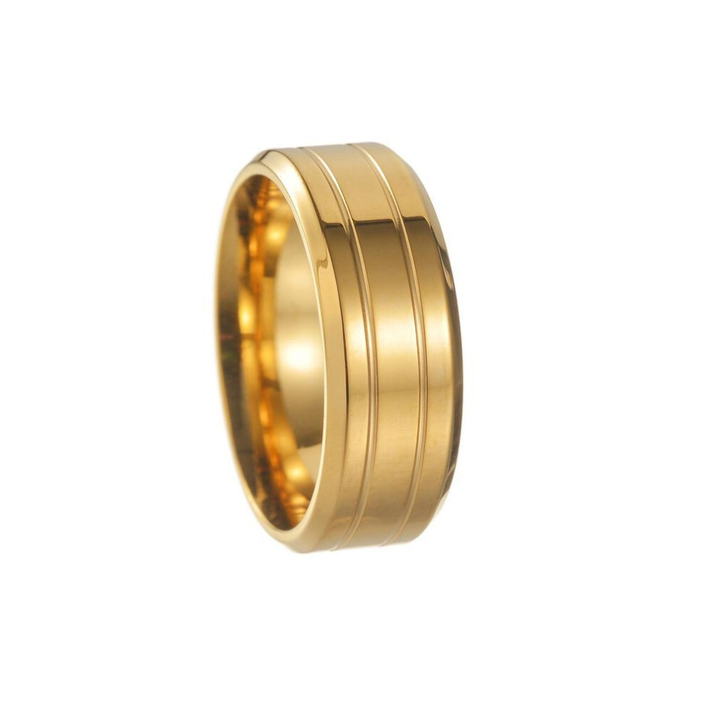 (gold, No.9) 2024 Men's 8mm Black Titanium Steel Wedding Ring - Simple and Elegant Design