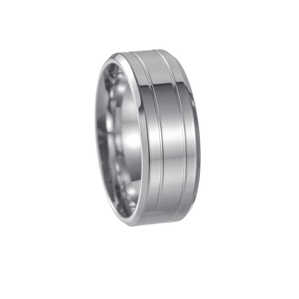 (silver, No. 10) 2024 Men's 8mm Black Titanium Steel Wedding Ring - Simple and Elegant Design