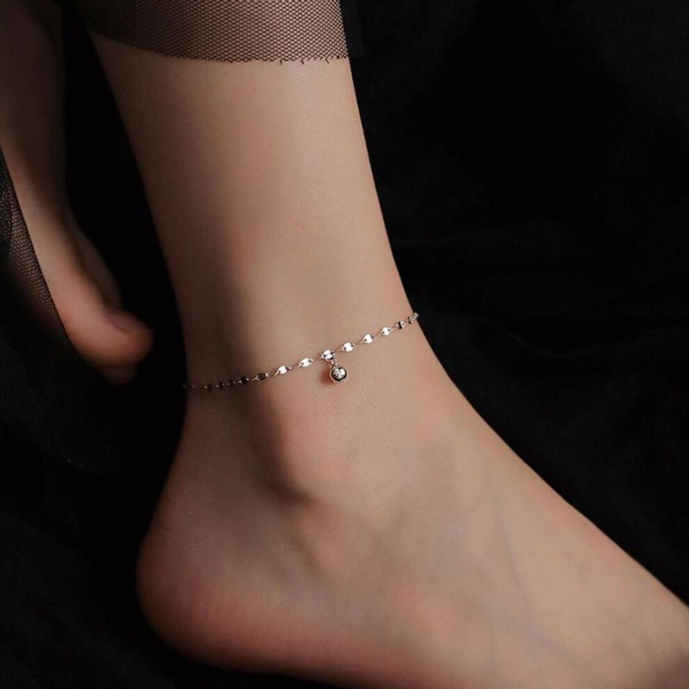 (white gold, copper plated) Women's Lucky Bead Anklet: 2023 Simple & Luxurious Summer Accessory