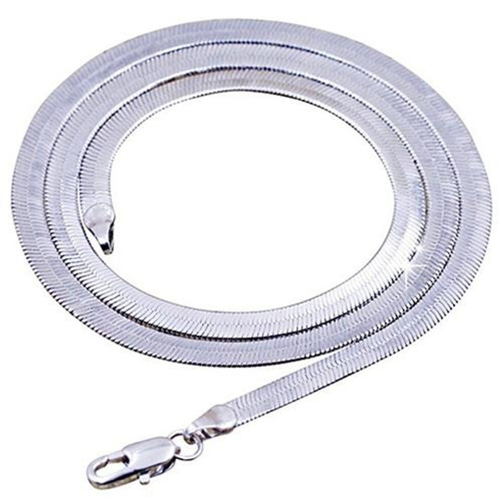 Women Men Simple Silver Plated Flat Gift Snake Chain Herringbone Choker Necklace