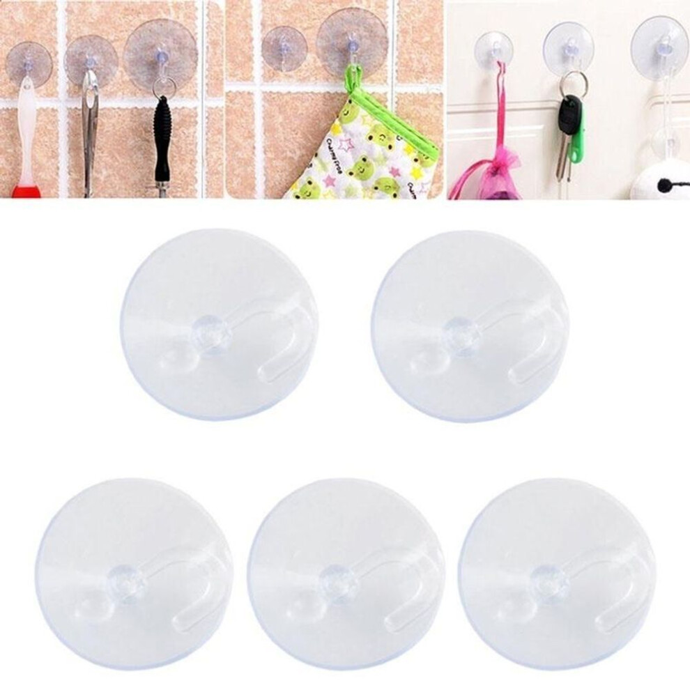 5pcs Glass Window Wall Hooks Hanger Kitchen Bathroom Strong Suction Cup
