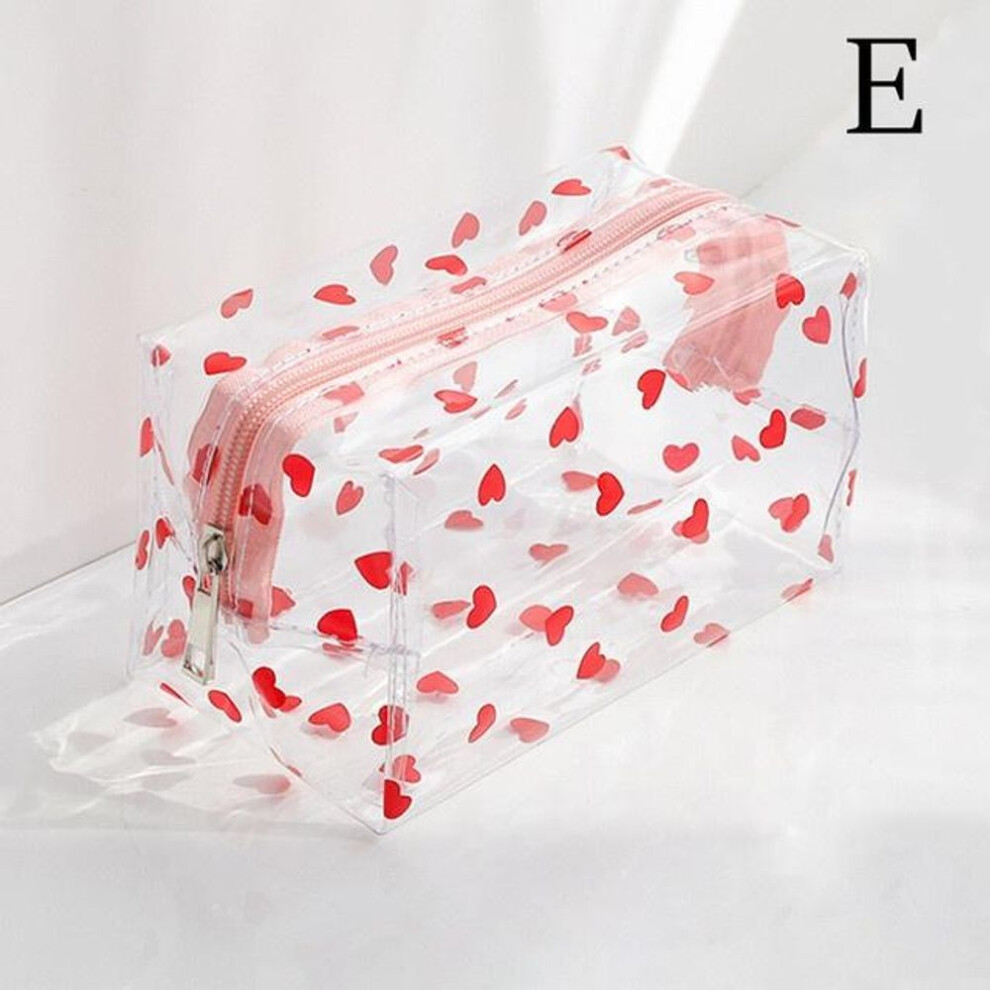 (E) Big Waterproof Transparent Pencil Case Pvc Stationery Gift Girls Students Pencil Bag Kawaii Makeup Cosmetic Bag Travel Bags