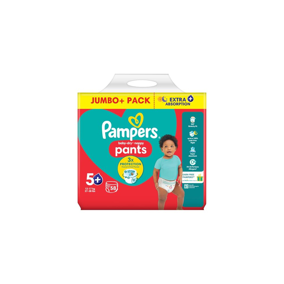 Pampers Pants Nappies Pull On Size 5 Junior 58 Pack Character Options