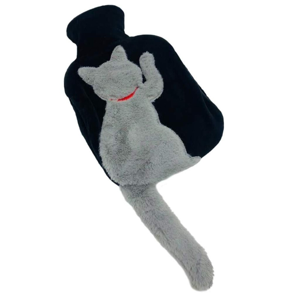 (navy, One Size) Hot Water Bottle With Plush Cat Cover Rubber Hot Water Bottle Hand Warmer Hot Water Bag For Neck Shoulders Foot Warmer Menstrual Cramps
