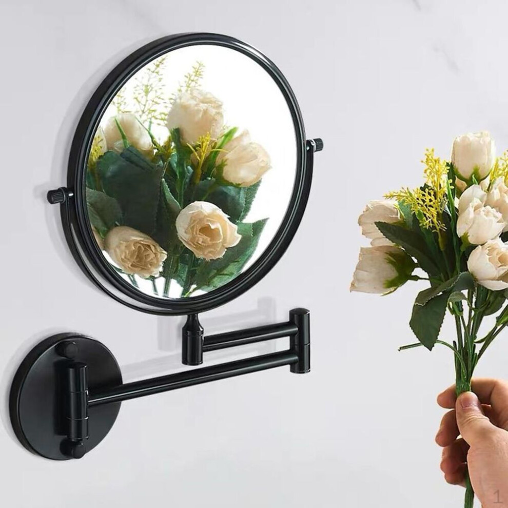 (as the picture, Black) Swivel Wall Mount Mirror with 3x Magnification & Mirror, Fixing Screws