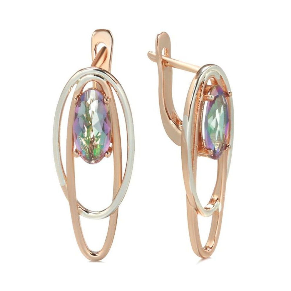 (as the picture) Double Oval Gold Silver Color Dangle Blue Zircon Women Earrings Personality Party Jewelry Modern Trendy Accessories