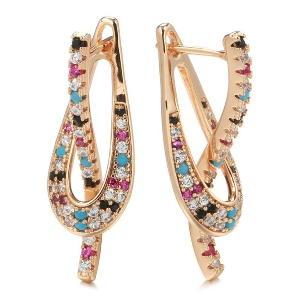 (as the picture) Luxury Drop Earrings With Multi Color Zircon Statement Women's Wedding Party Jewelry