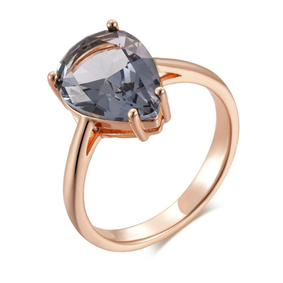 (gray, 8) JULYDREAM Simple Single Pear Shape Gray Crystal Large Rings for Women Exaggerated Fashion Jewelry