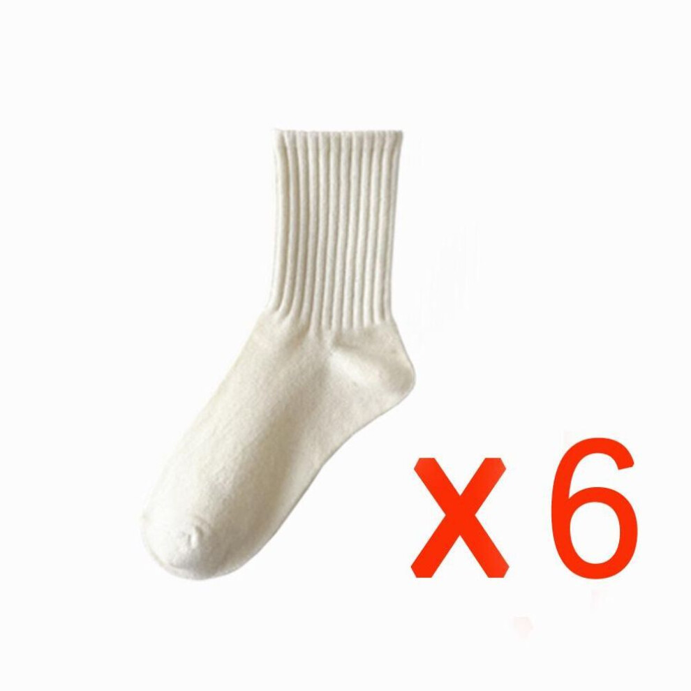 (beige, EUR35-42) 6Pairs Unisex Casual Cotton Socks Solid Fashion Versatile Socks Breathable Comfy Crew Sock Casual Sports Socks For Men Women