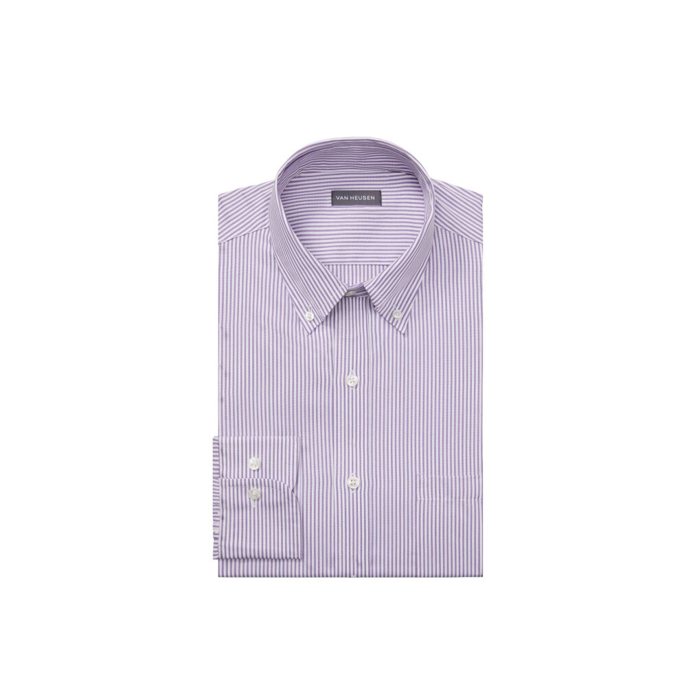 Van Heusen mens Regular Fit Pinpoint Stripe Dress Shirt Wild Orchid