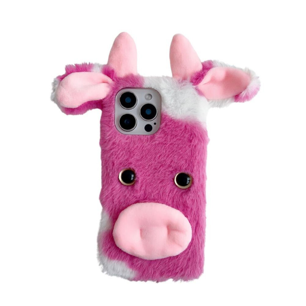 (Pink) Case For Samsung Galaxy S23 Fe 5G Cow Phone Case Lovely Fuzzy Fluffy Cartoon Cow Autumn And Winter Pink 764490316170