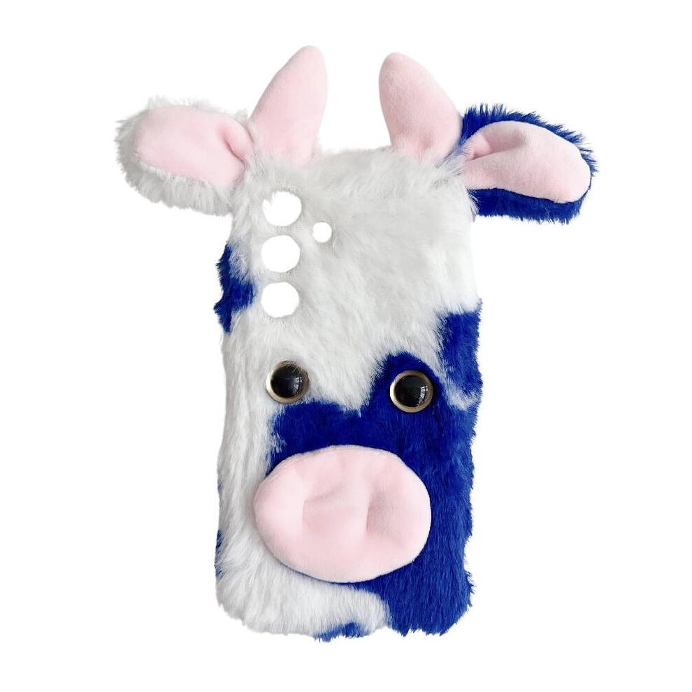 (Blue) Case For Samsung Galaxy S23 Lovely Fuzzy Fluffy Cartoon Cow Autumn And Winter Cow Phone Case Blue 764490316866