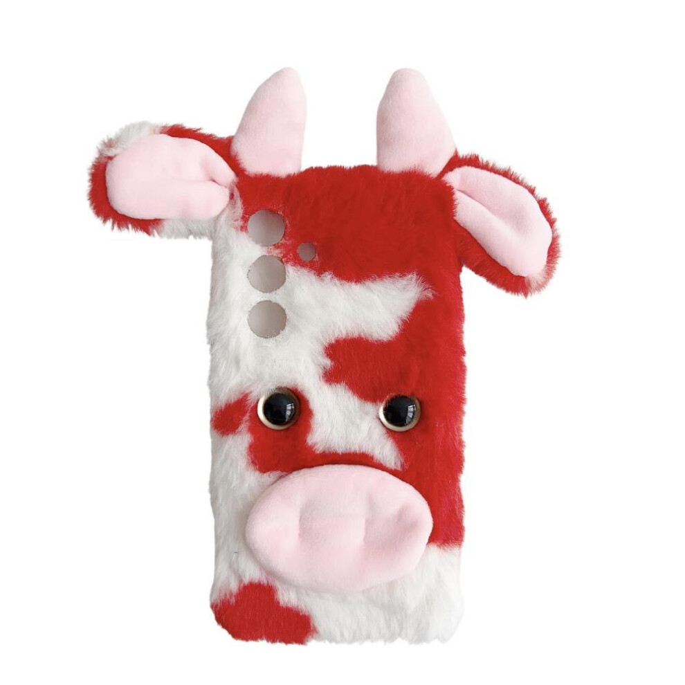 (Red) Case For Samsung Galaxy S23 Lovely Fuzzy Fluffy Cartoon Cow Autumn And Winter Cow Phone Case Red 764490316873
