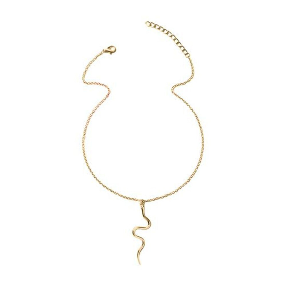 (golden) Women Necklace Snake Pendant Adjustable with Extended Chain Vintage Lady Clavicle