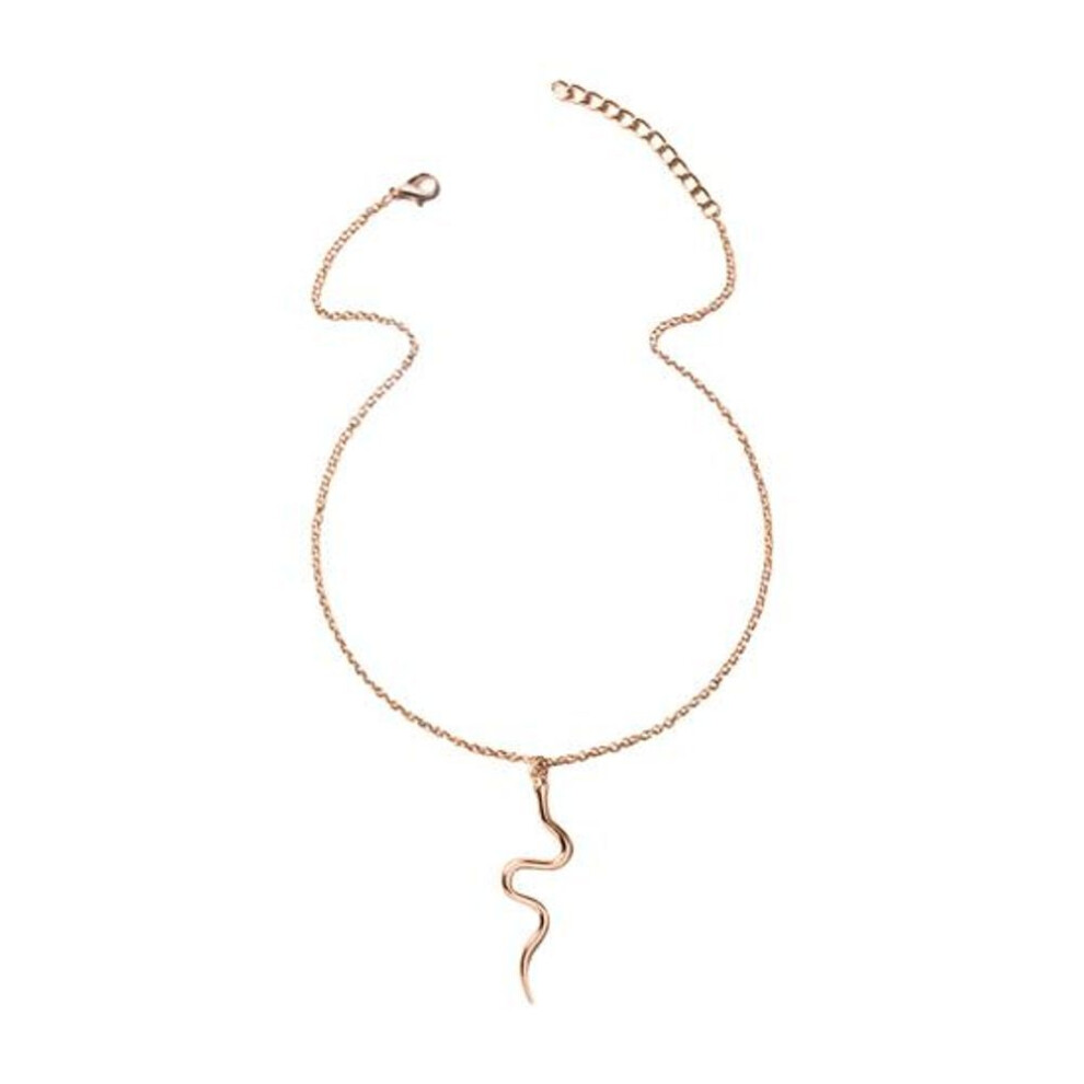 (rose gold) Women Necklace Snake Pendant Adjustable with Extended Chain Vintage Lady Clavicle
