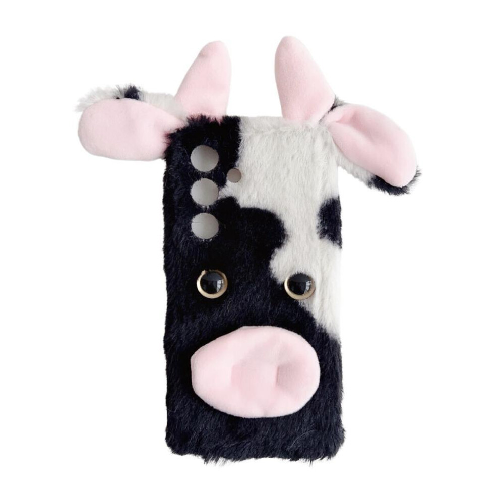 (Black) Case For Samsung Galaxy S23 Plus Lovely Fuzzy Fluffy Cartoon Cow Autumn And Winter Cow Phone Case Black 764490316897