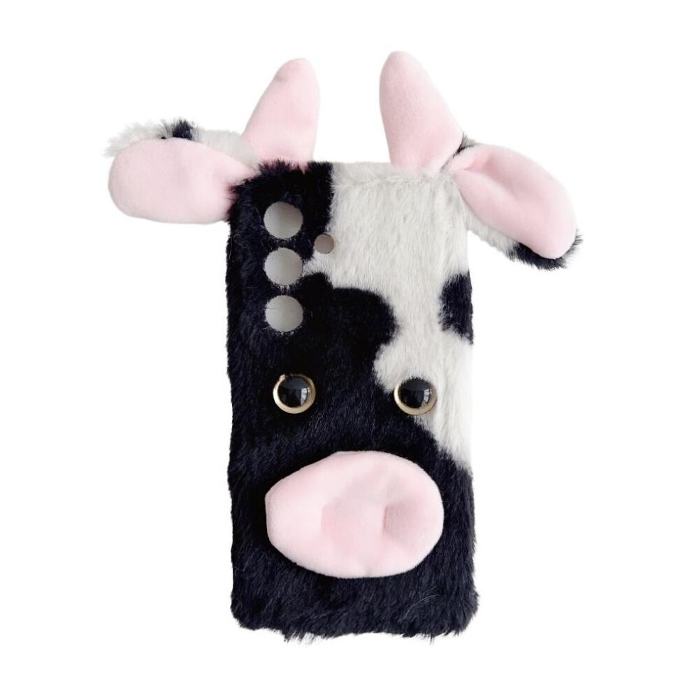(Black) Case For Samsung Galaxy S24 Cow Phone Case Autumn And Winter Lovely Fuzzy Fluffy Cartoon Cow Black 764490316934