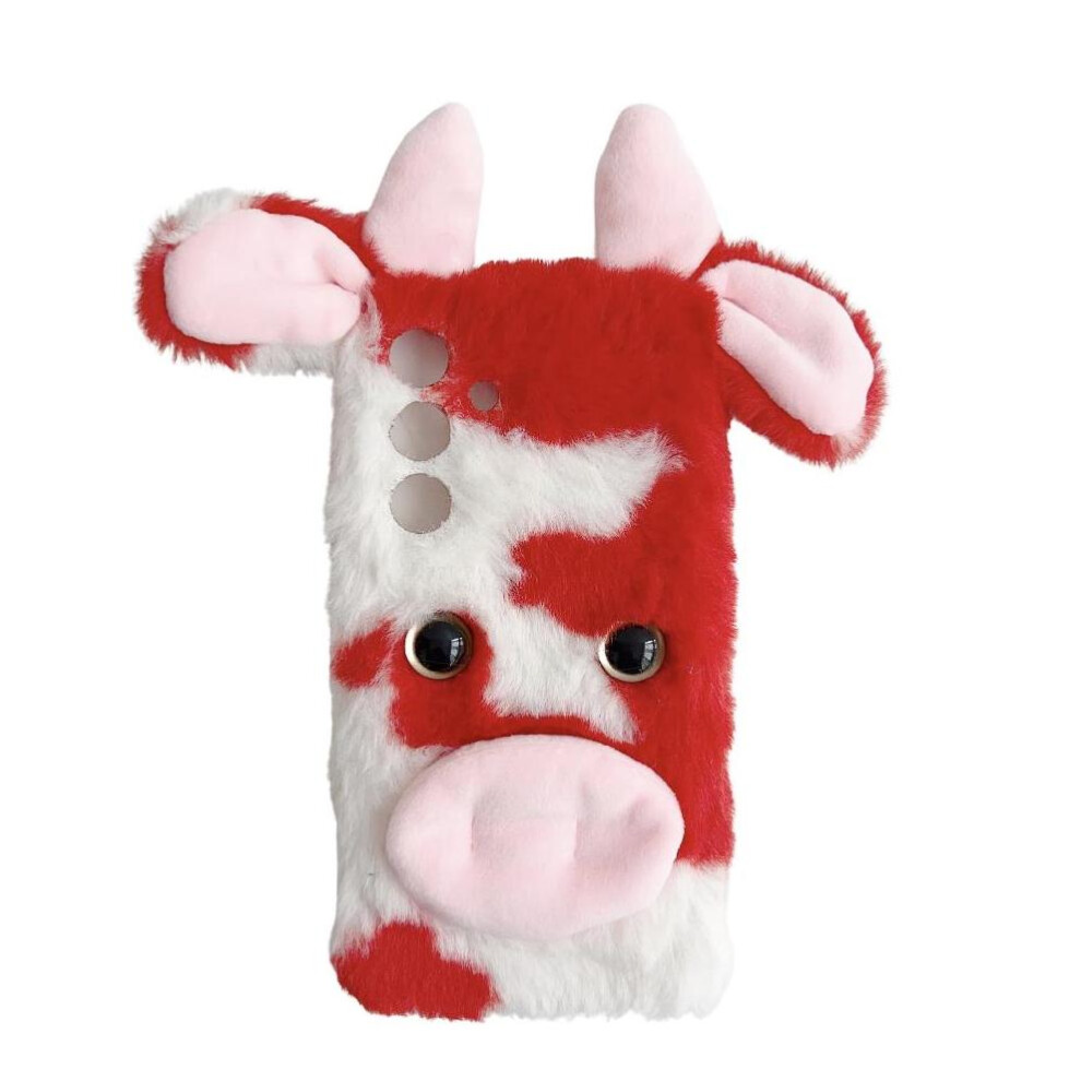 (Red) Case For Samsung Galaxy S24 Cow Phone Case Autumn And Winter Lovely Fuzzy Fluffy Cartoon Cow Red 764490316958