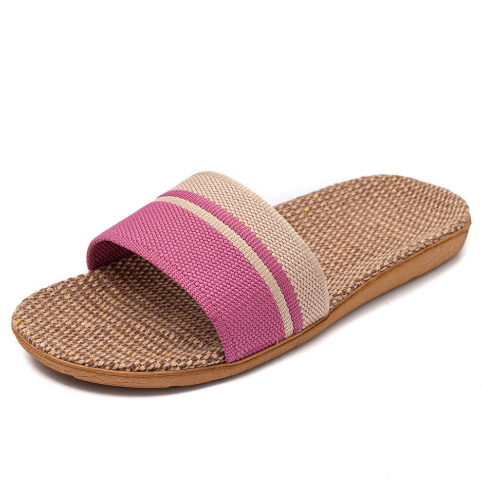 (pink, 35-36) Plus Size Women's Slippers Linen Lightweight Casual Slippers Women For Home