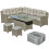 Outsunny Outsunny 5 PCs Outdoor PE Rattan L-Shape Sofa Footstool Fire Pit Table Set 9