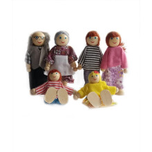 (multicolor, 6Pcs) Doll Family Dolls House for Children Gift Wooden