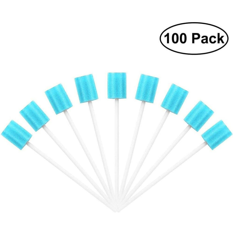 (as the picture) Pack Of 100 Disposable Oral Care Sticks With Blue Sponge Tip Oral Care