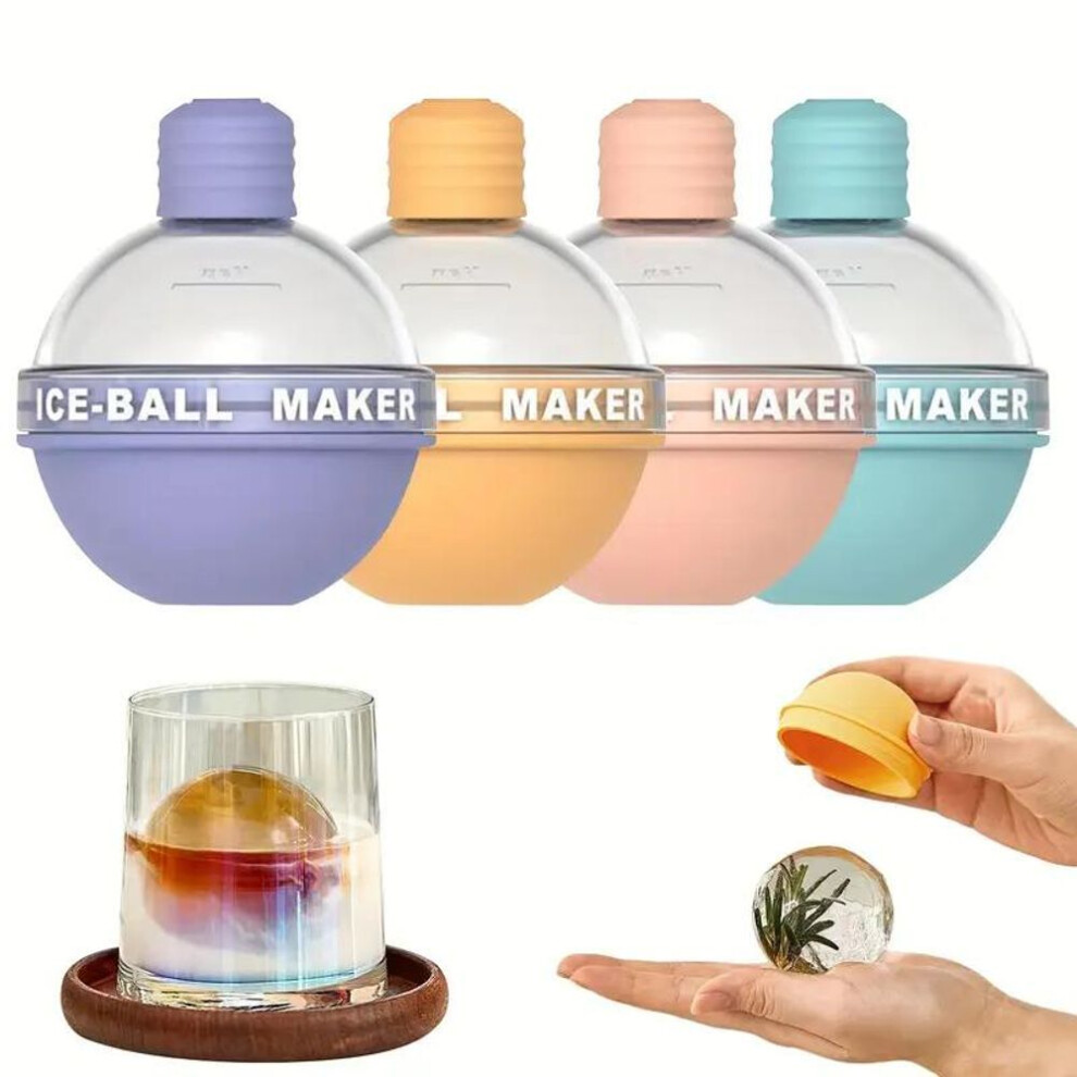 (purple, 1pc) Silicone Ice Ball Maker - 2.5in Round Sphere Whiskey And Cocktail Mold For Kitchen Tools