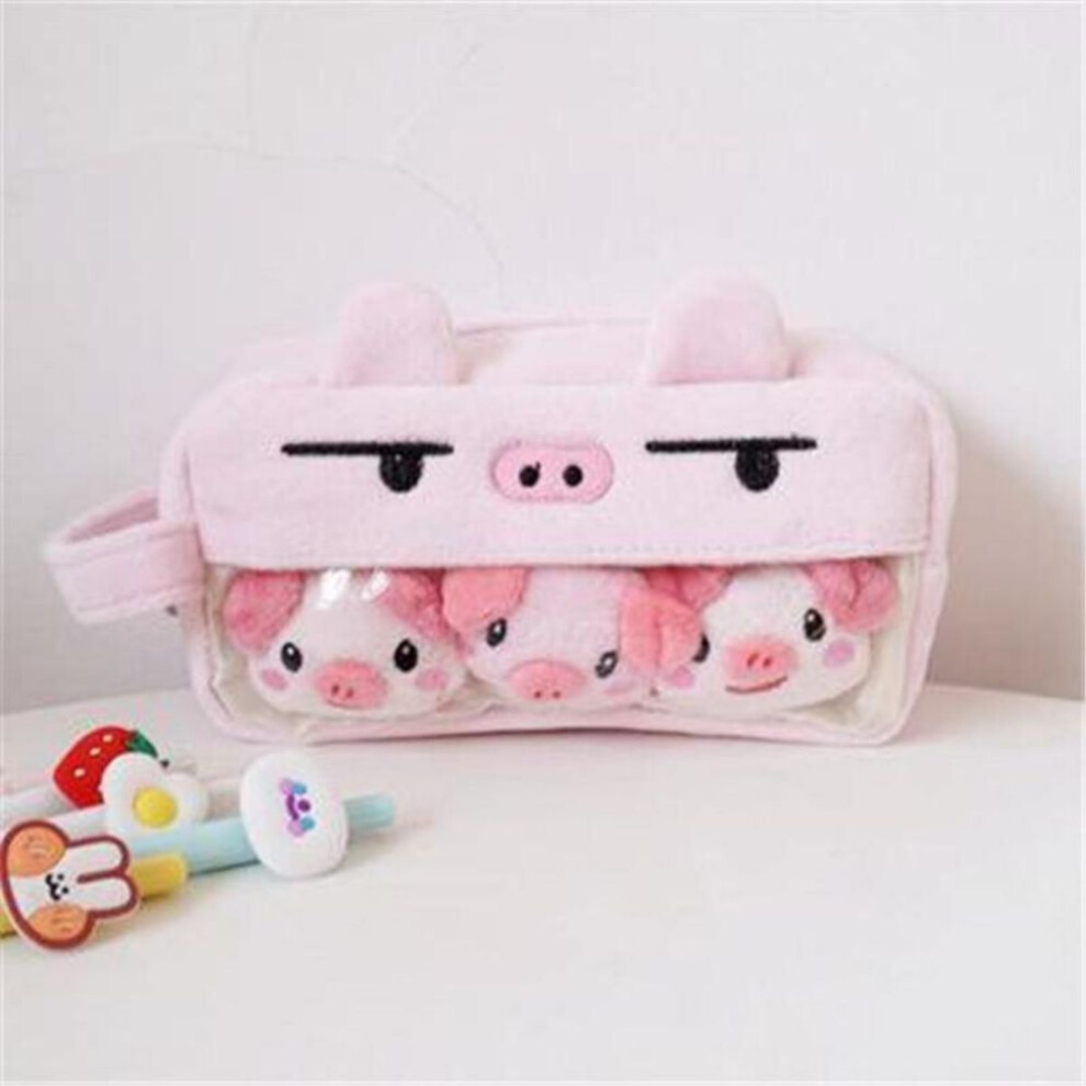 (pink) Plush Cute Pencil Case Large Capacity Pencilcase School Pen Case Supplies Pencil Bag School Box Pencils Pouch Stationery