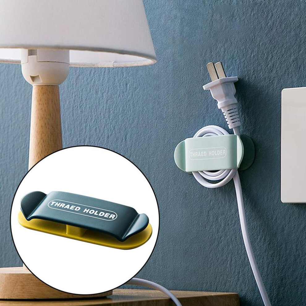 (dark blue) Cable Holder Toothbrush, Plug Hooks Self Hangers Drill Socket Holders Wall Mounted