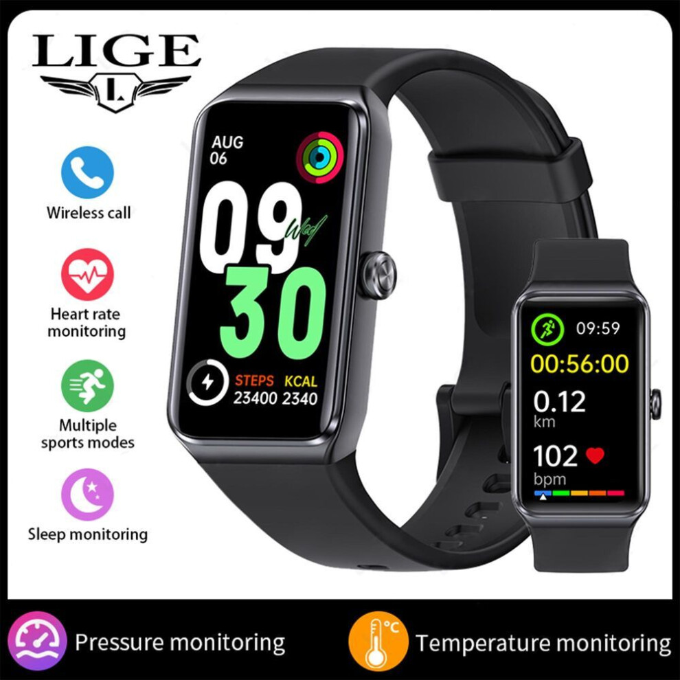 (black, silicone strap) Lige New Smart Watch C82 Bluetooth Call 1.47" Hd Screen Waterproof Smartwatch Health Monitor Sports Fitness Bracelet