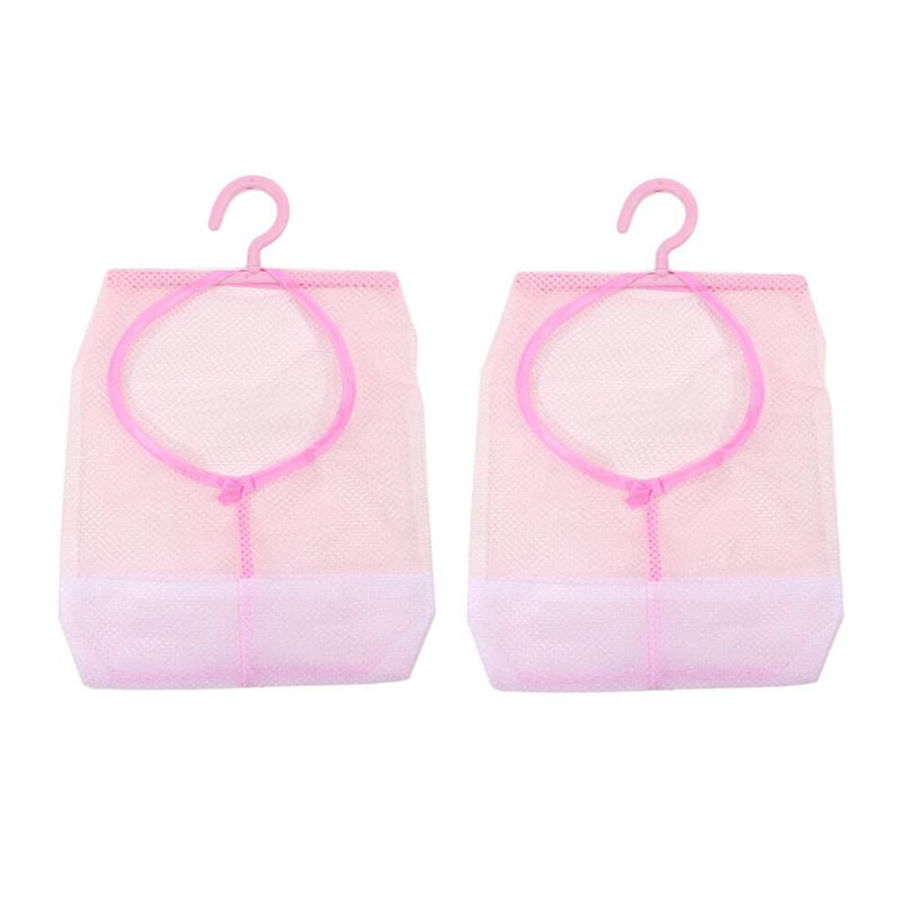 (pink) Hangable Classified Storage Mesh Bag Bathroom Living Room Underwear Clothes Hanging Bag Multi-purpose Net Bag Organizer