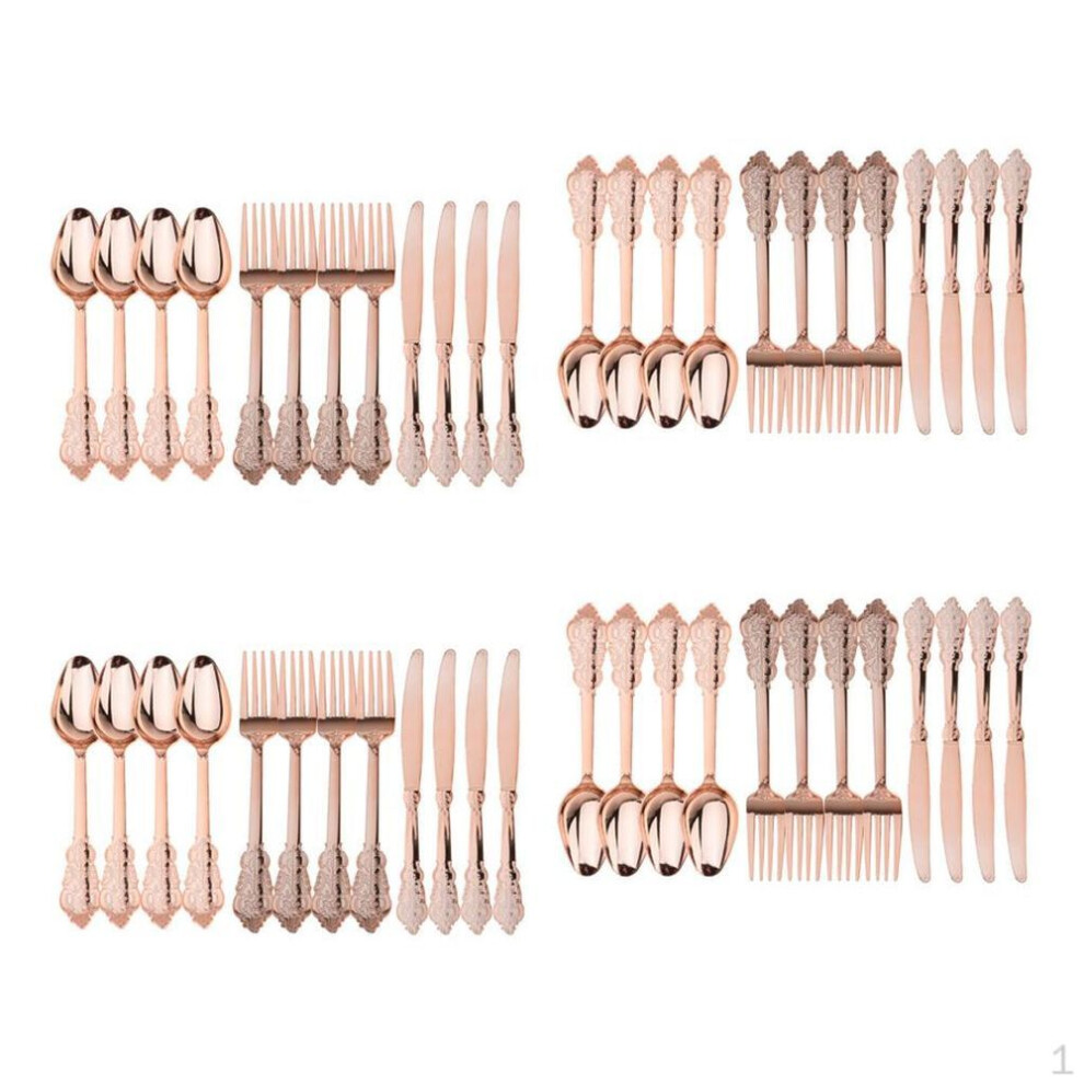48 Pieces Disposable Plastic Forks Spoons Cutlery Set Party Decorations Rose Gold